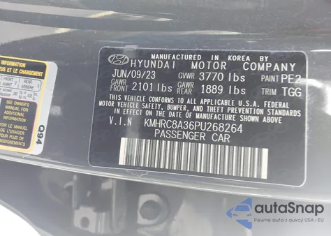 2023 Hyundai Venue Sel z USA, uszkodzony, nr VIN KMHRC8A36PU268264